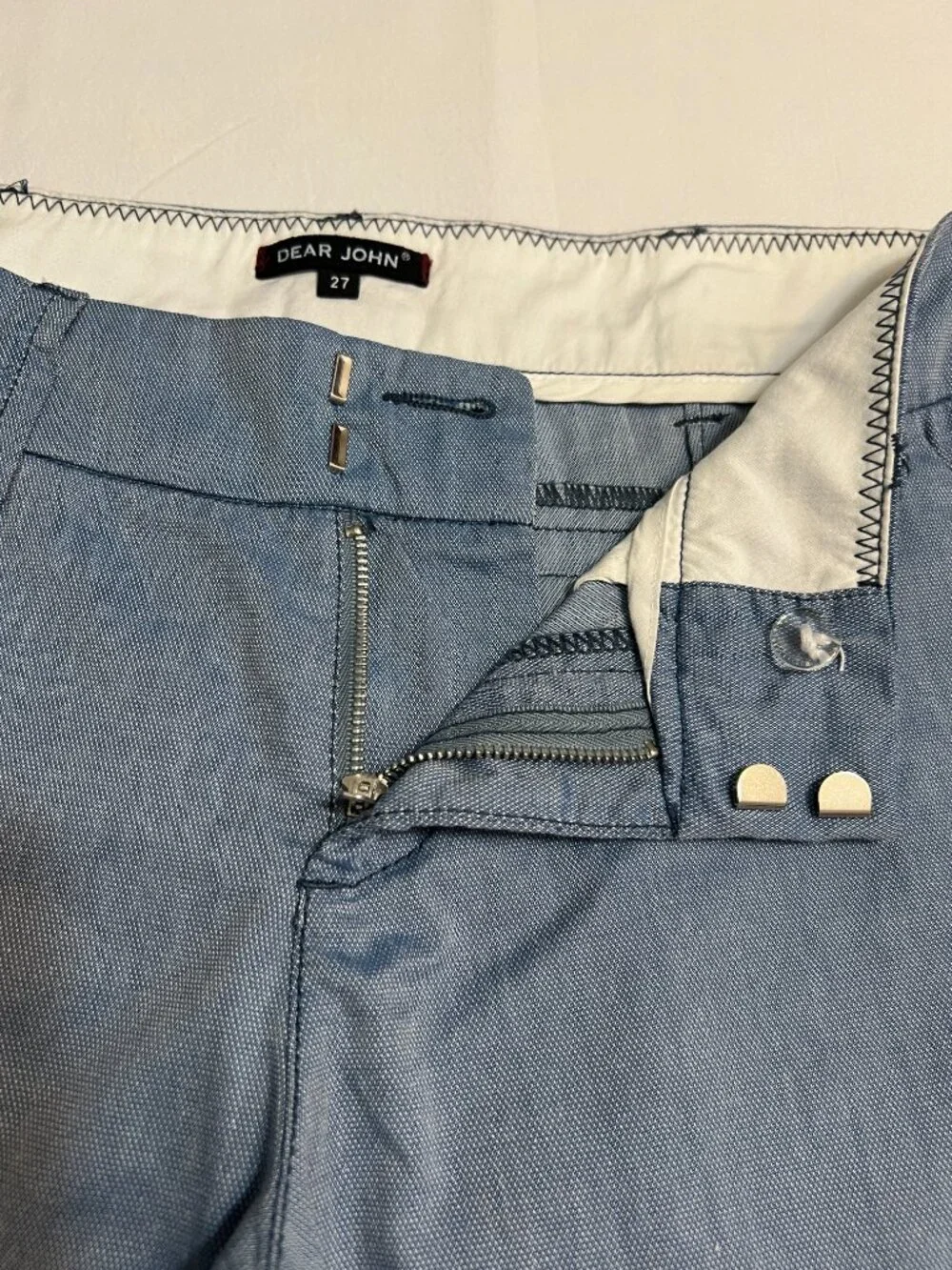 Dear John Denim Shorts Womens 27 Sea Blue Chambray Cuffed Casual Summer